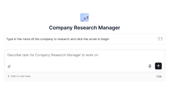 Shows the prompt to start the Research agent